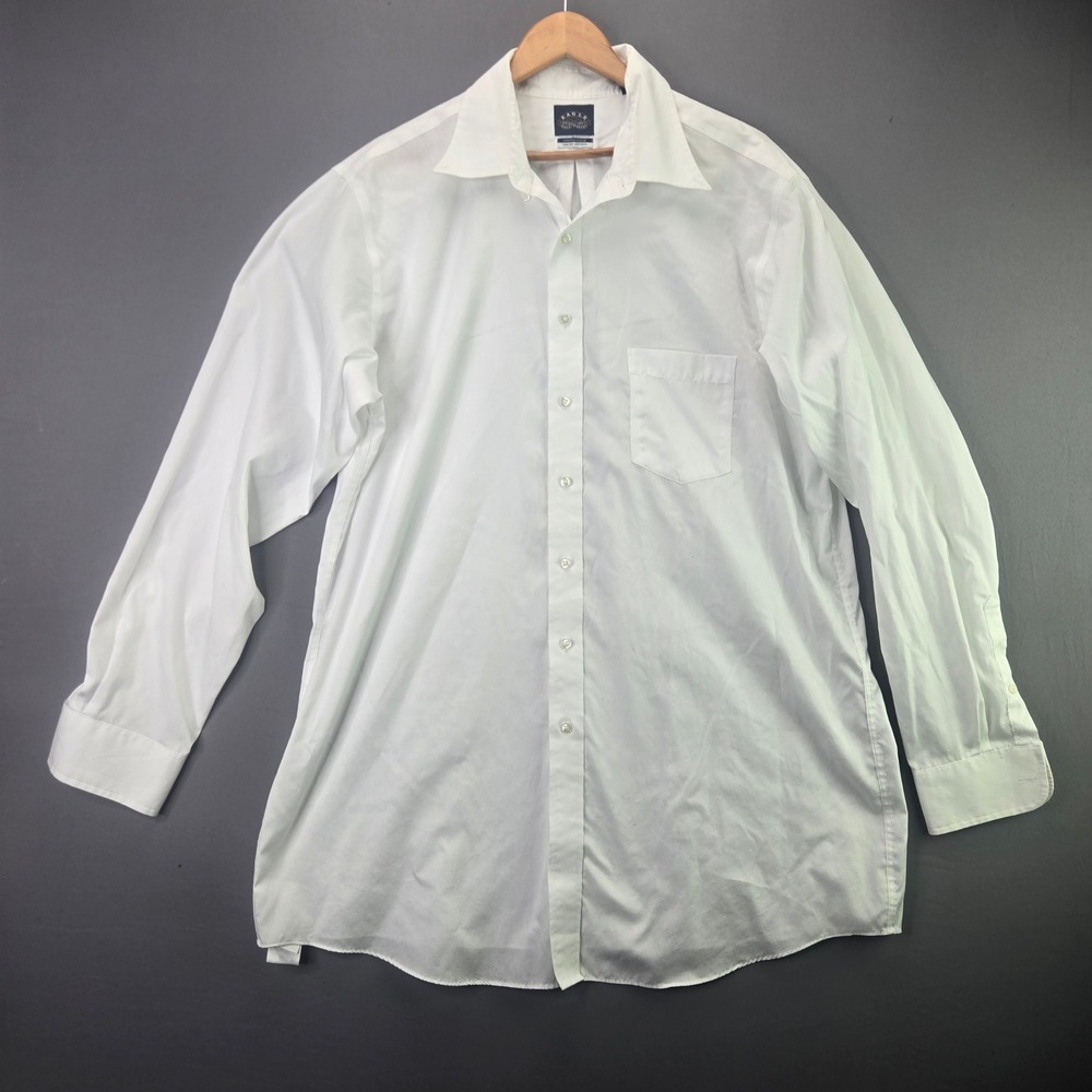 Eagle Shirtmakers Button Down Dress Shirt 18 37/38 White Tall Fit Non-Iron Pock